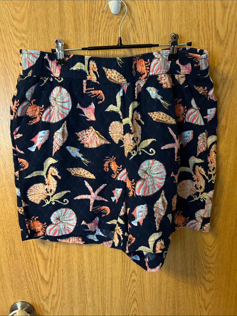 Talbots Navy Seafloor Print Shorts